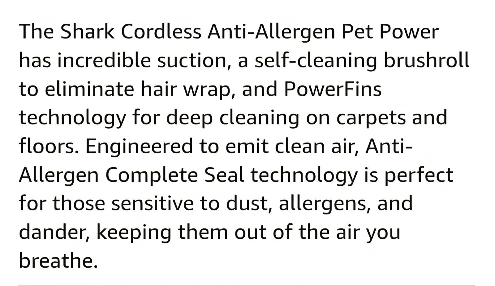 Shark Pet plus Cordless Stick Vacuum W/ Powerfins Self Cleaning Brushroll &...