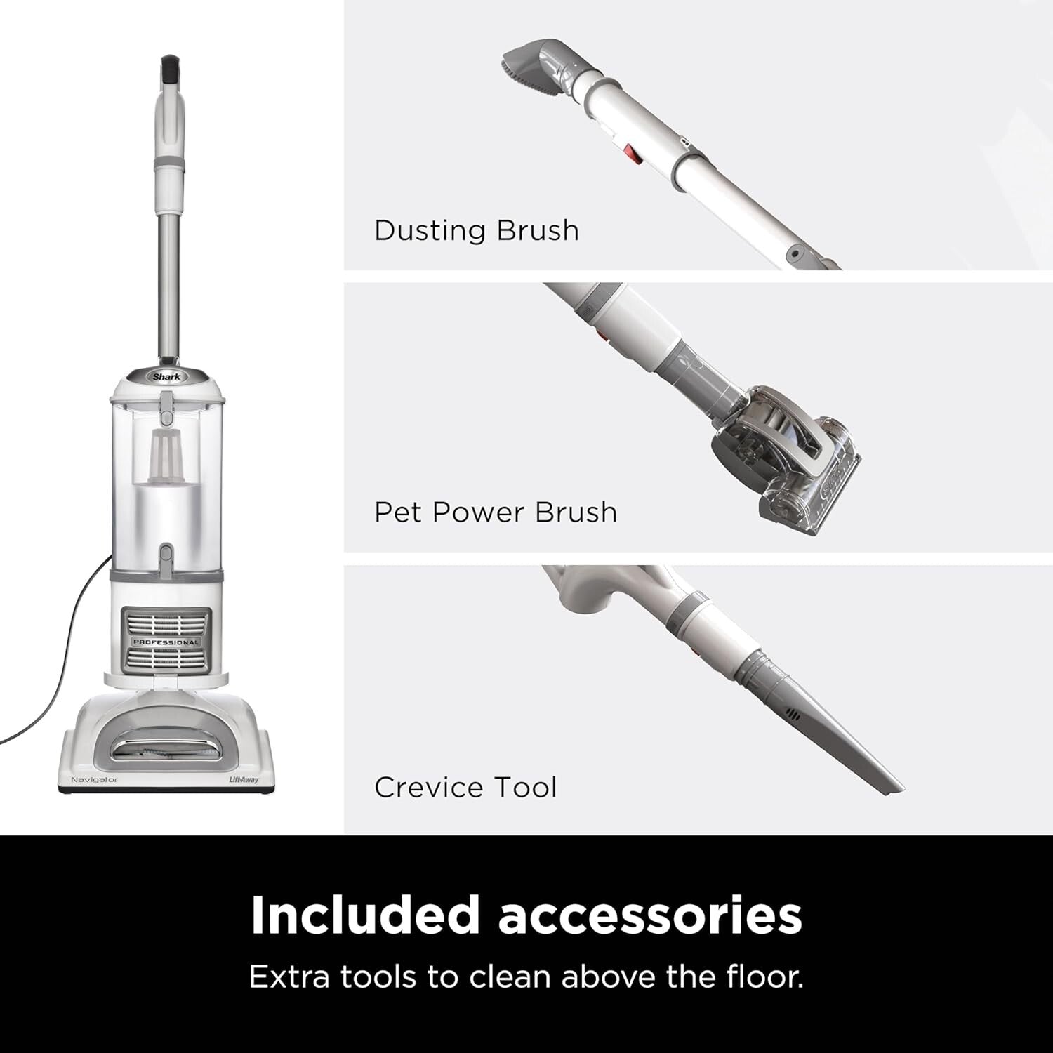 Shark NV356E Upright Vacuum, Navigator Lift-Away with Swivel Steering-White
