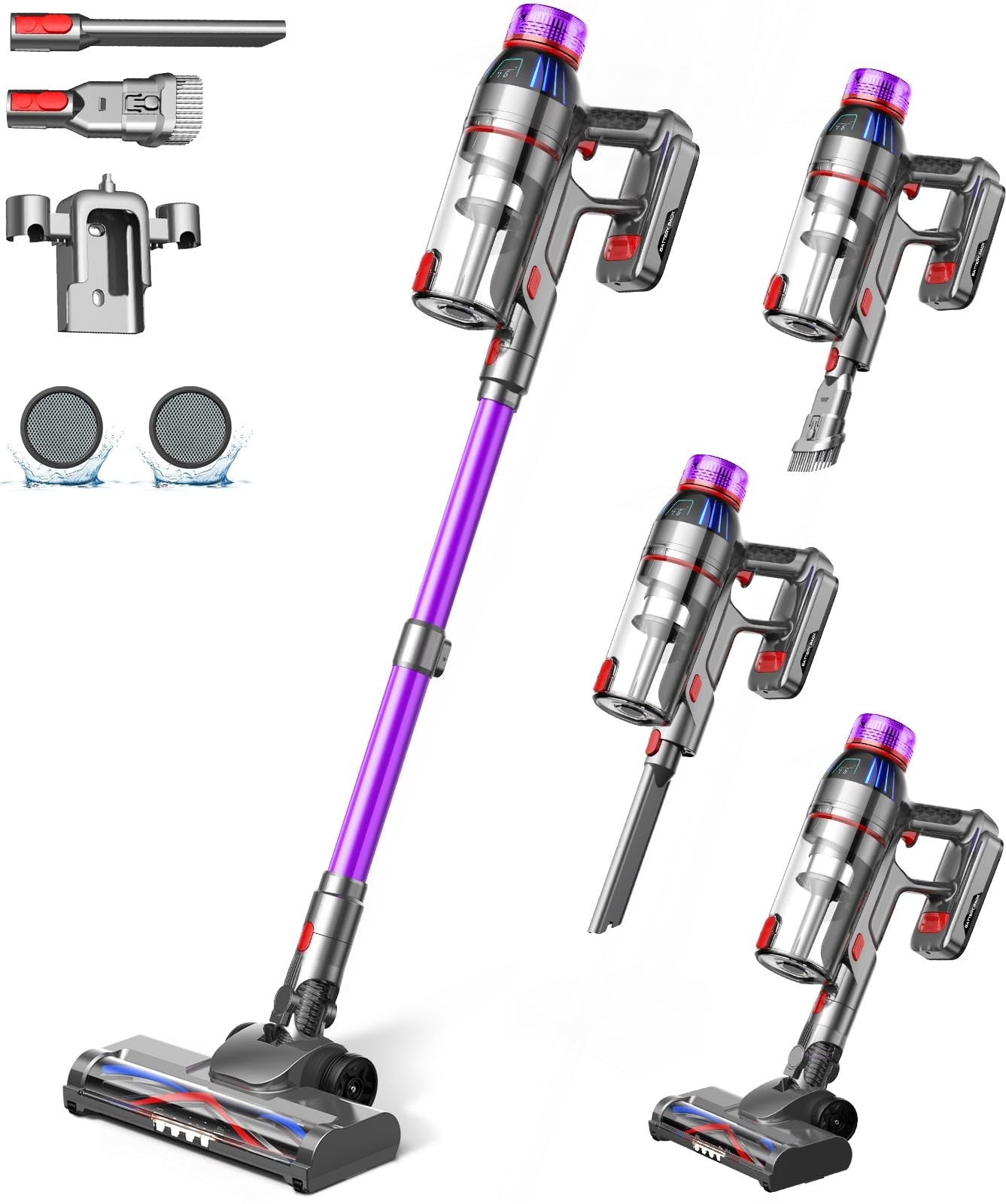 Cordless Stick Vacuum Cleaner - 550W Powerful Cordless Vacuum with HEPA Filte...