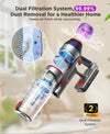 Cordless Stick Vacuum Cleaner - 550W Powerful Cordless Vacuum with HEPA Filte...
